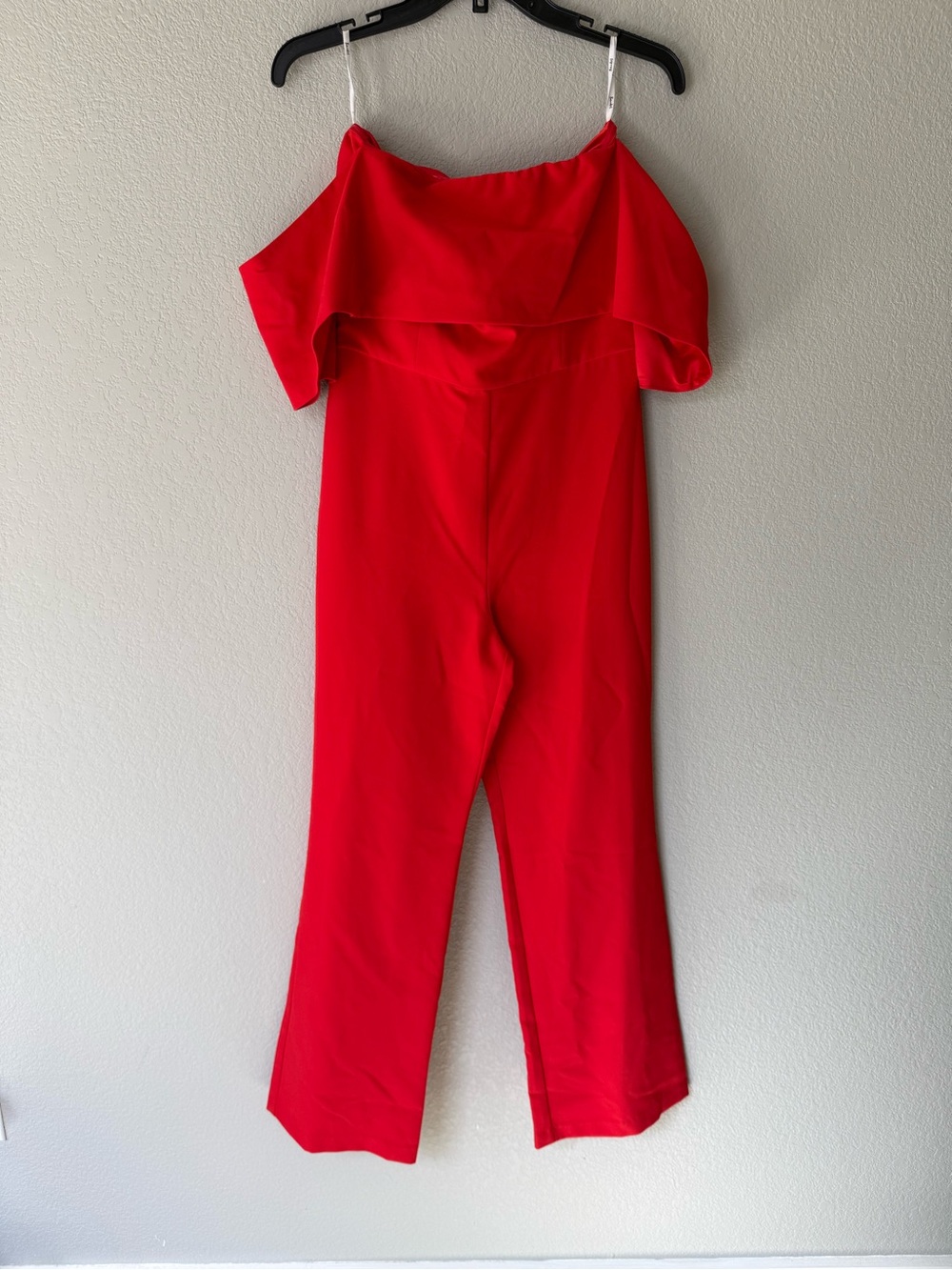 Bardot Bright Red Off-Shoulder Jumpsuit with Ruffle - NWT